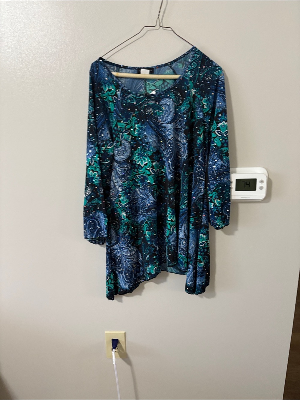 Brittany Black Navy & Teal Paisley Long-Sleeve Tunic